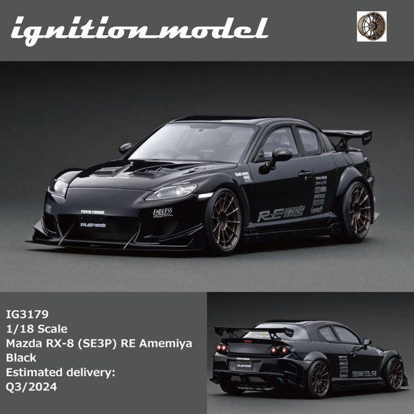 (Pre-Order) 1:18 Mazda RX-8 (SE3P) RE Amemiya -- Black  -- Ignition Model IG3179