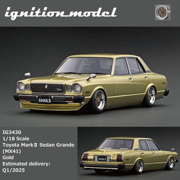 (Pre-Order) 1:18 Toyota Mark Ⅱ Sedan Grande (MX41) -- Champagne Gold -- Ignition Model IG3430