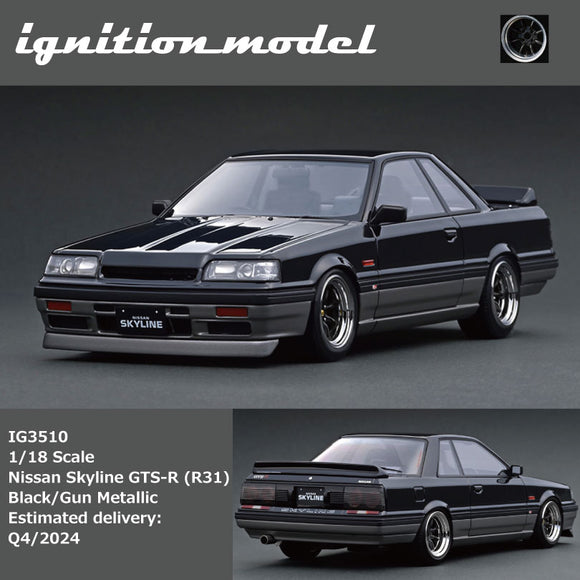 (Pre-Order) 1:18 Nissan Skyline GTS-R (R31) -- Black/Gun Grey Metallic -- Ignition Model IG3510