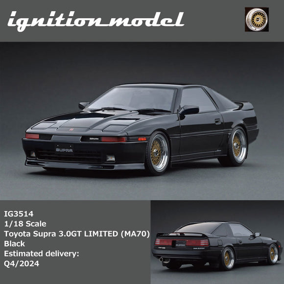 (Pre-Order) 1:18 Toyota Supra 3.0GT Limited (MA70) -- Black -- Ignition Model IG3514