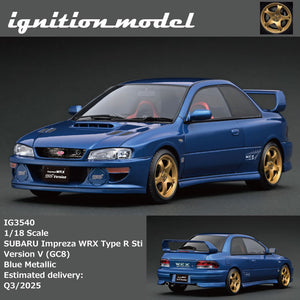 (Pre-Order) 1:18 Subaru Impreza WRX Type R STI Version V (GC8) -- Blue Metallic -- Ignition Model IG3540