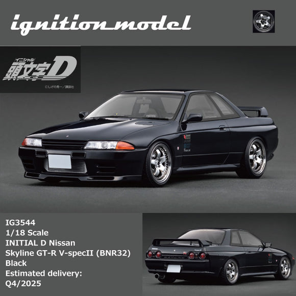 (Pre-Order) 1:18 Initial D -- Nissan Skyline GT-R V-Spec II (BNR32) Black -- Ignition Model IG3544