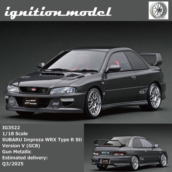 (Pre-Order) 1:18 Subaru Impreza WRX Type R STI Version V (GC8) -- Gun Metallic -- Ignition Model IG3552