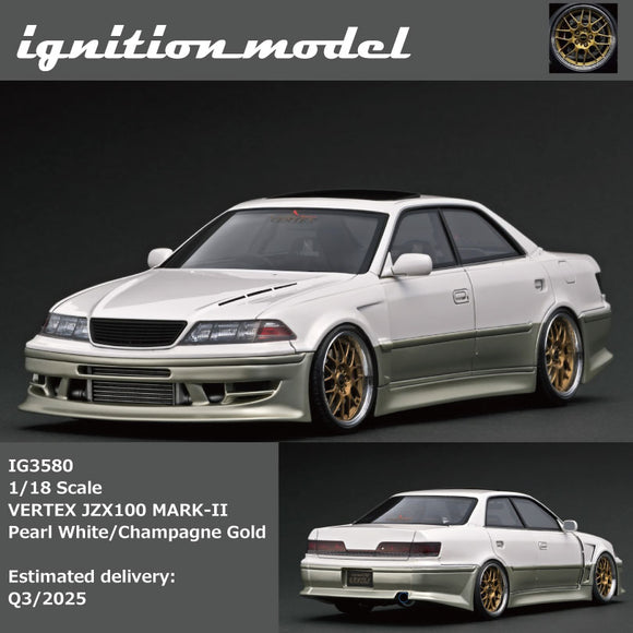 (Pre-Order) 1:18 Toyota JZX100 MARK-II VERTEX -- White/Gold -- Ignition Model IG3580