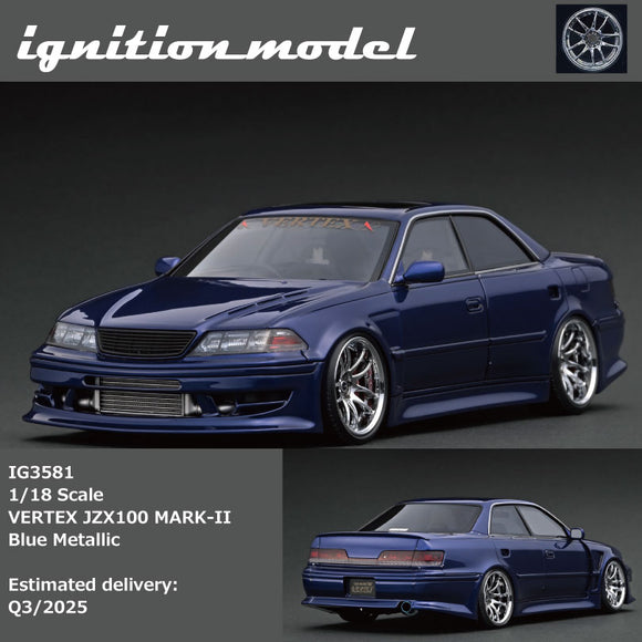 (Pre-Order) 1:18 Toyota JZX100 MARK-II VERTEX -- Blue Metallic -- Ignition Model IG3581