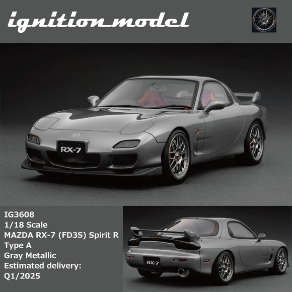 (Pre-Order) 1:18 Mazda RX-7 (FD3S) Spirit R Type A -- Grey Metallic -- Ignition Model IG3608