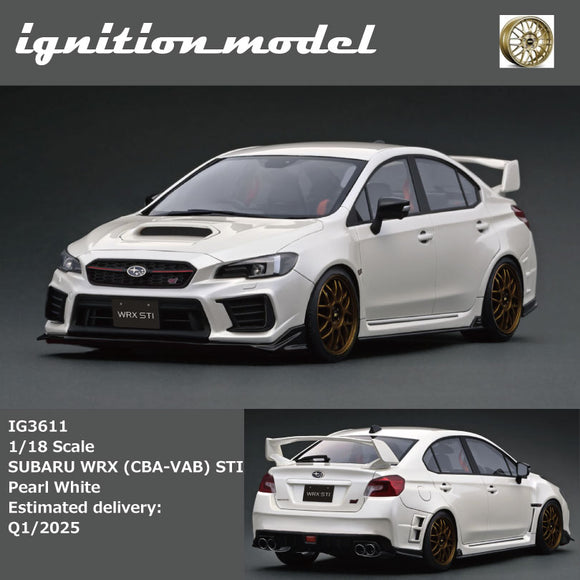 (Pre-Order) 1:18 Subaru Impreza (CBA-VAB) STI -- Pearl White -- Ignition Model IG3611