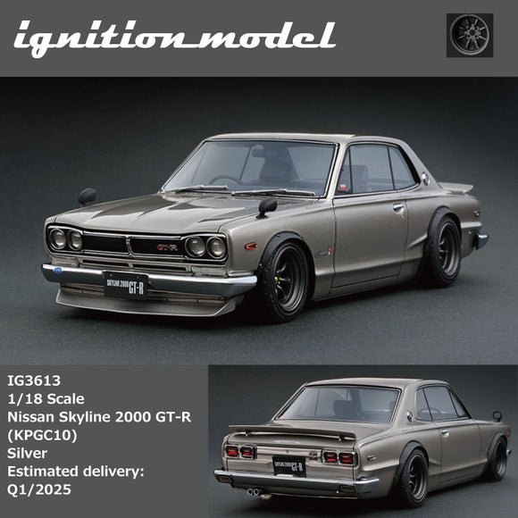 (Pre-Order) 1:18 Nissan Skyline 2000 GT-R (KPGC10) -- Silver -- Ignition Model IG3613