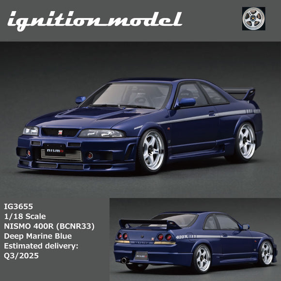 (Pre-Order) 1:18 NISMO 400R (BCNR33) -- Deep Marine Blue -- Ignition Model IG3655