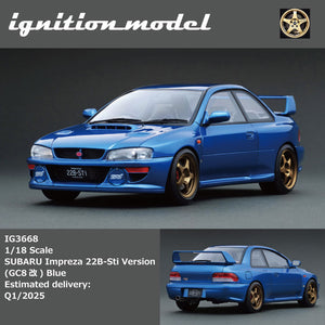 (Pre-Order) 1:18 Subaru Impreza 22B Sti (GC8) -- Blue -- Ignition Model IG3668