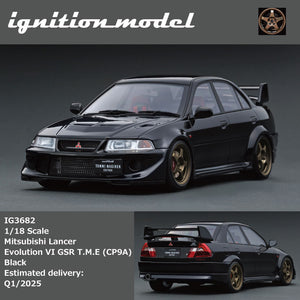 (Pre-Order) 1:18 Mitsubishi Lancer Evolution VI GSR T.M.E (CP9A) -- Black -- Ignition Model IG3682