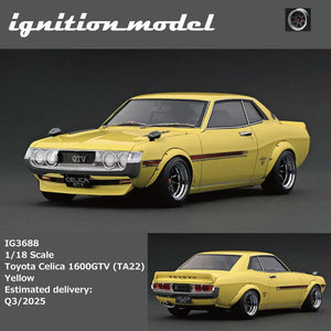 (Pre-Order) 1:18 Toyota Celica 1600GTV (TA22) -- Yellow -- Ignition Model IG3688