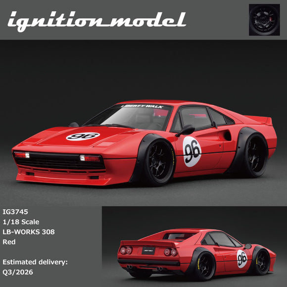 (Pre-Order) 1:18 Ferrari 308 by Liberty Walk -- #96 Red -- Ignition Model IG3745