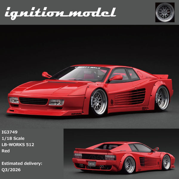 Pre-Order) 1:18 Ferrari 512 by Liberty Walk -- Red -- Ignition Model