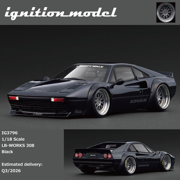 (Pre-Order) 1:18 Ferrari 308 by Liberty Walk -- ADVAN Black -- Ignition Model IG3796