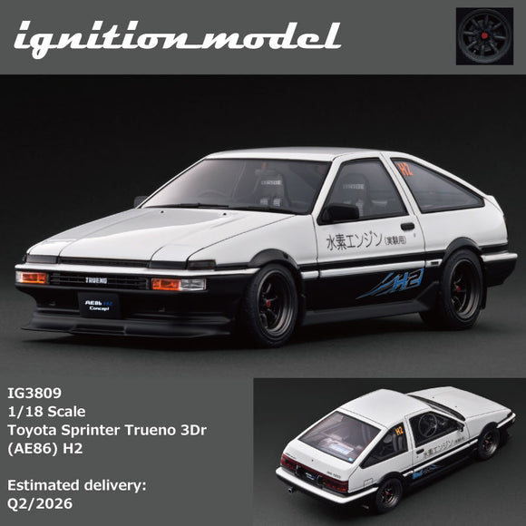 (Pre-Order) 1:18 Toyota Sprinter Trueno 3Dr (AE86) H2 -- Initial D White/Black -- Ignition Model IG3809