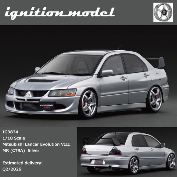 (Pre-Order) 1:18 Mitsubishi Lancer Evolution Ⅷ MR (CT9A) -- Silver -- Ignition Model IG3834
