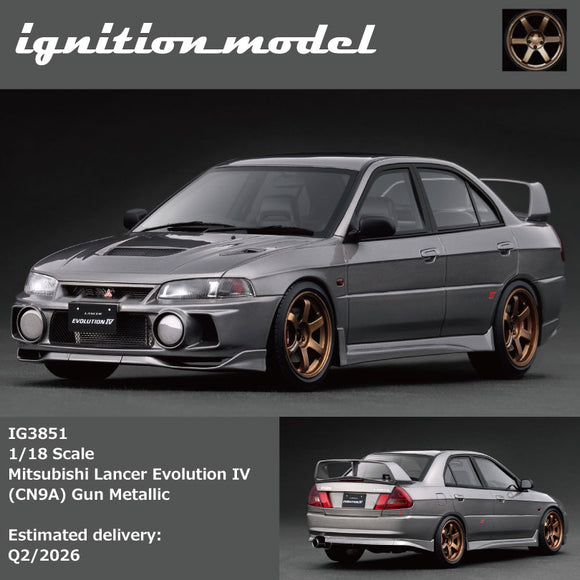 (Pre-Order) 1:18 Mitsubishi Lancer Evolution Ⅳ (CN9A) -- Gun Metallic Grey -- Ignition Model IG3851