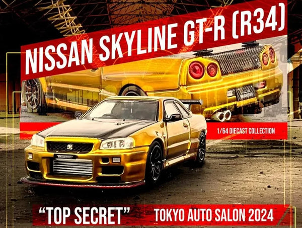 1:64 Nissan Skyline GT-R (R34) TOP SECRET -- Tokyo Auto Salon Gold -- 1:64 Nissan Skyline GT-R (R34) TOP SECRET -- Tokyo Auto Salon Gold --
