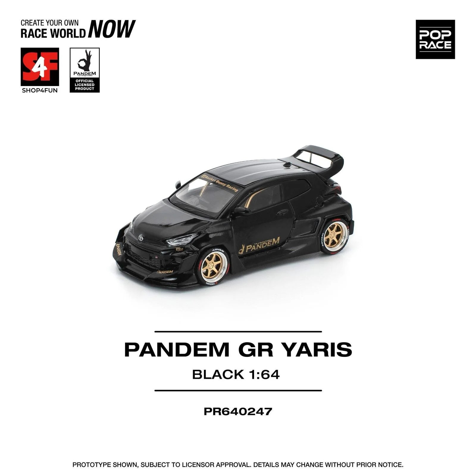 1:64 Toyota GR Yaris Pandem -- Black -- Pop Race (Manila Auto Show 202