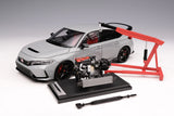 1:18 Honda Civic Type-R (FL5) w/Engine -- Sonic Grey Pearl -- Motorhelix M85305