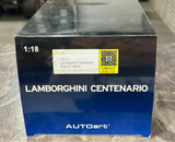 1:18 Lamborghini Centenario -- Carbon Black w/Yellow Accents -- AUTOart 79114