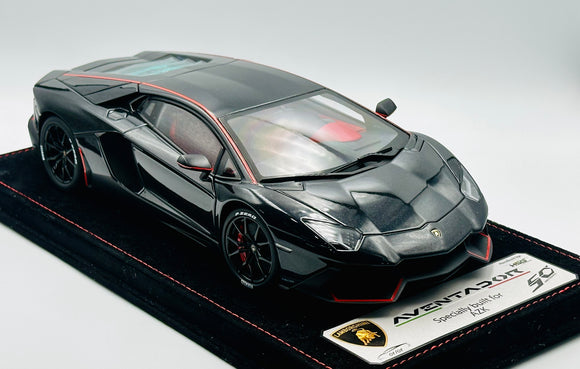 1:18 Lamborghini Aventador SV -- Black w/Red Accents & Interior -- HSG Custom Wo