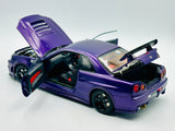 1:18 Nissan Skyline GT-R (R34) Nismo -- Midnight Purple -- Motorhelix M83403