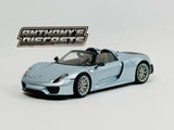 1:18 Porsche 918 Spyder Weissach Package -- Liquid Metal Chrome Blue -- AUTOart 77923