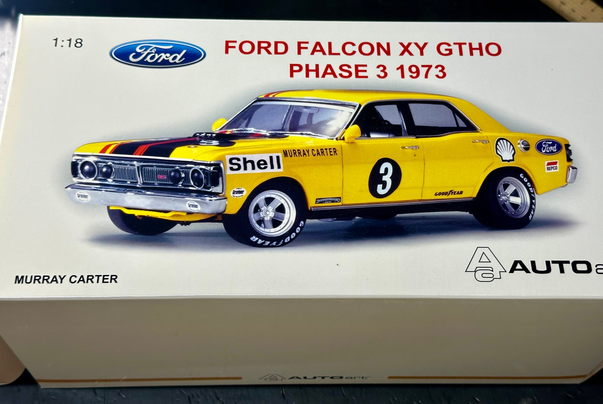 1:18 1973 Bathurst Murray Carter -- #3 Ford XY Falcon GTHO Phase 3 --