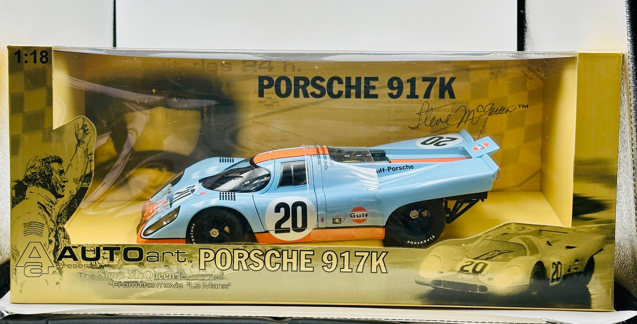 AUTOART PORSCHE 917K, Steve McQueen 24h Le Mans #20 Blu GOLF, 1:18 AUTOART PORSCHE 917K, Steve McQueen 24h Le Mans #20 Blu GOLF, 1:18