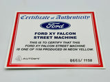 1:18 Ford XY Falcon Street Machine -- "Hazard" Neon Yellow -- Biante/AUTOart