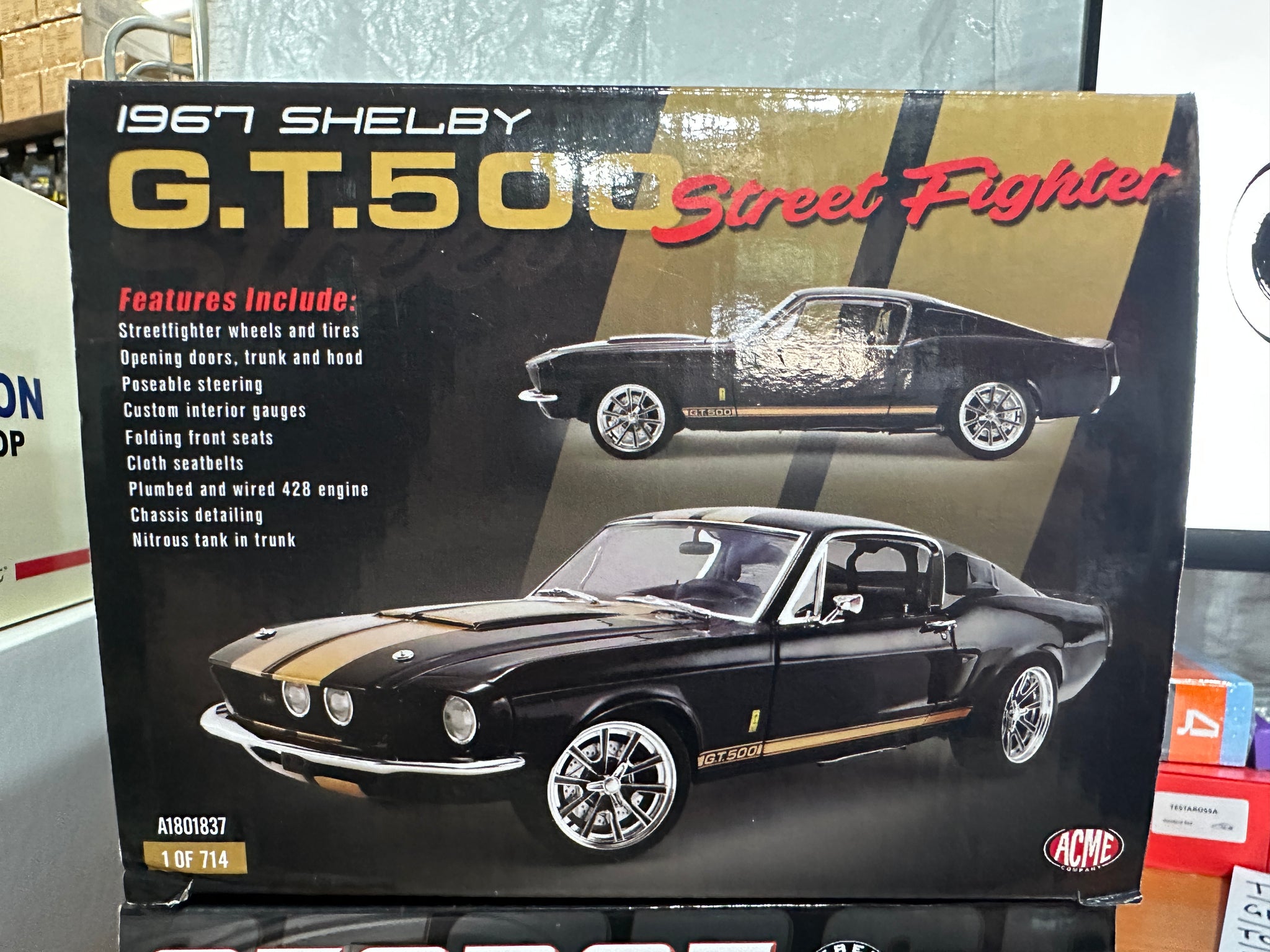 1:18 1967 Shelby GT500 - Street Fighter -- Black w/Gold Stripes -- ACM