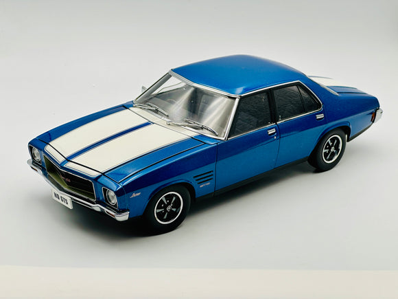 1:18 Holden HQ Monaro GTS Sedan -- Cyan Blue Metallic w/White Stripes -- Classic