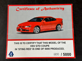 1:18 HSV GTO Coupe -- Sting Red -- Biante/AUTOart (Holden Special Vehicles)