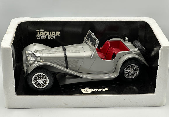 1:18 1937 Jaguar SS 100 -- Silver -- Bburago 3006