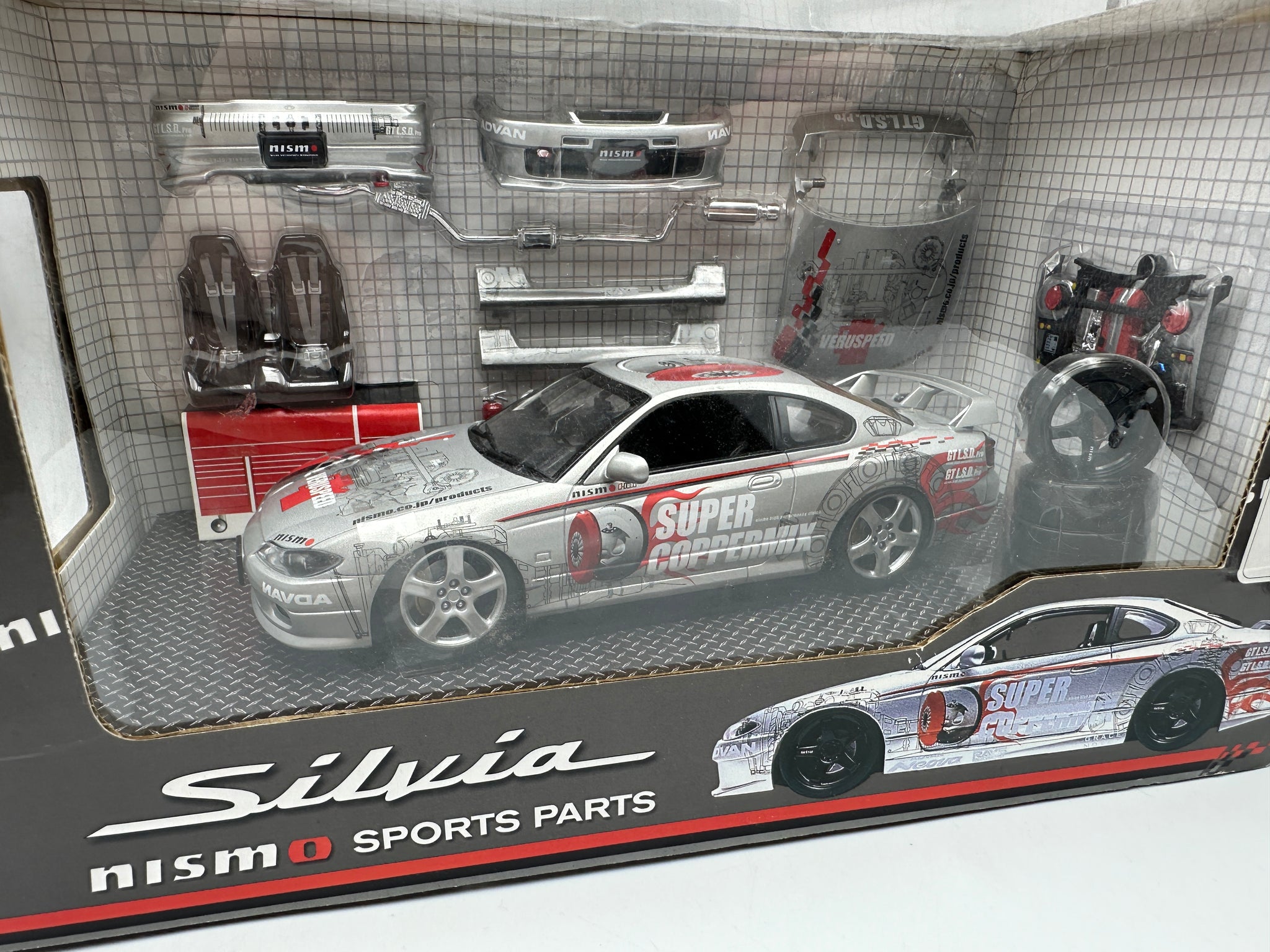 1:24 2003 Nissan Silvia S15 200SX NISMO Sports Parts -- Silver -- Hot