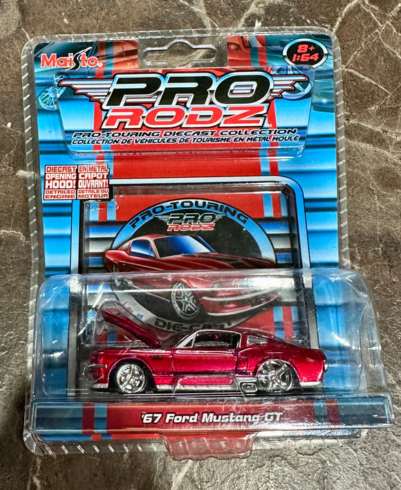1:64 1967 Ford Mustang GT -- Candy Red -- Maisto: Pro Rodz