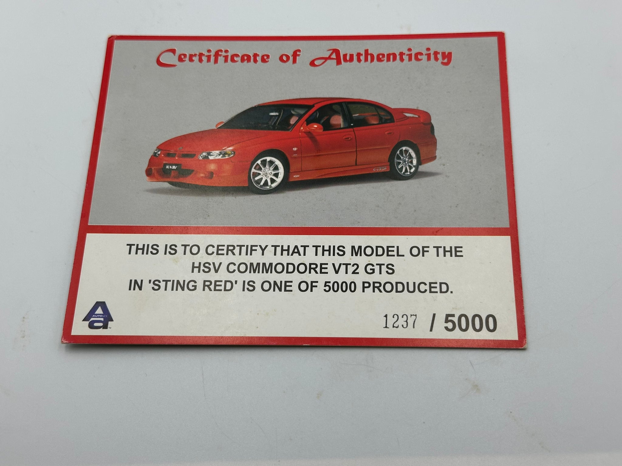 1:18 HSV VT2 GTS (Holden Commodore) -- Sting Red -- Biante/AUTOart 734