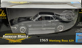 1:18 1969 Ford Mustang Boss 429 -- Black -- American Muscle