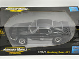 1:18 1969 Ford Mustang Boss 429 -- Black -- American Muscle