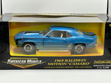 1:18 1969 Chevrolet Baldwin Motion Camaro -- Blue -- American Muscle