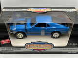 1:18 1970 Ford Mustang Boss 302 -- Blue -- American Muscle