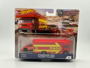 Hot Wheels Car Culture -- Team Transport -- MOMO Red Porsche 962 & Fleet Flyer