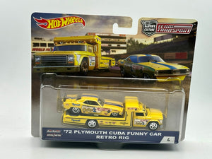 Hot Wheels -- Team Transport -- Yellow Snake Plymouth Cuda Funny Car Retro Rig