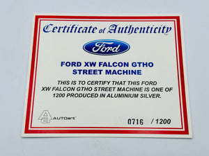 1:18 Ford XW Falcon GTHO Street Machine -- Aluminium Silver -- COA Only -- Biante