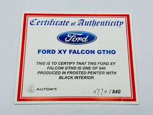 1:18 Ford XY Falcon GTHO -- Frosted Pewter -- COA Only -- Biante