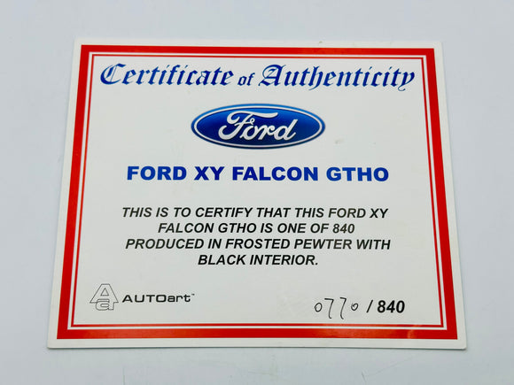 1:18 Ford XY Falcon GTHO -- Frosted Pewter -- COA Only -- Biante