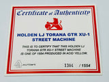 1:18 Holden LJ Torana GTR XU-1 Street Machine -- Acid Yellow -- COA Only -- Biante