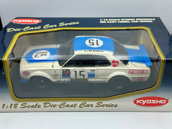 1:18 Nissan Skyline 2000 GT-R (KPGC10) -- #15 White/Blue -- Kyosho